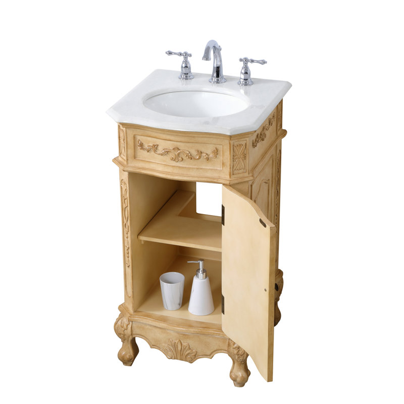 Ensemble de meuble-lavabo simple 19 po Lunette, Beige antique, Blanc ivoire