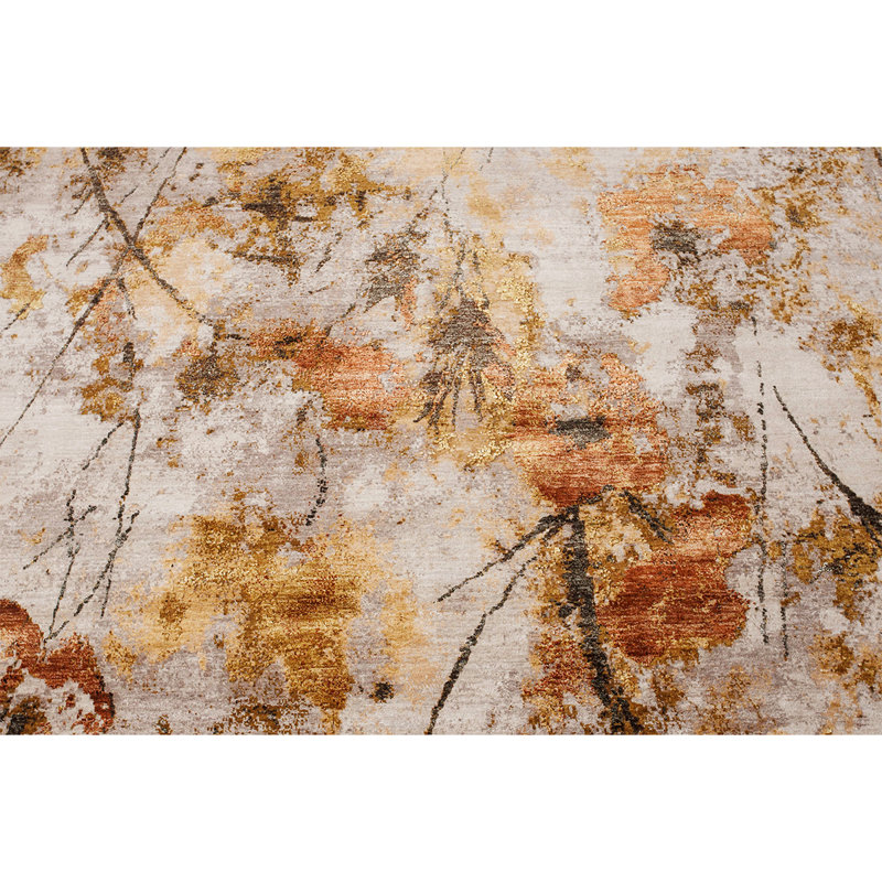 Handmade Wool Floral Area Rug, Rectangle 5' x 8'