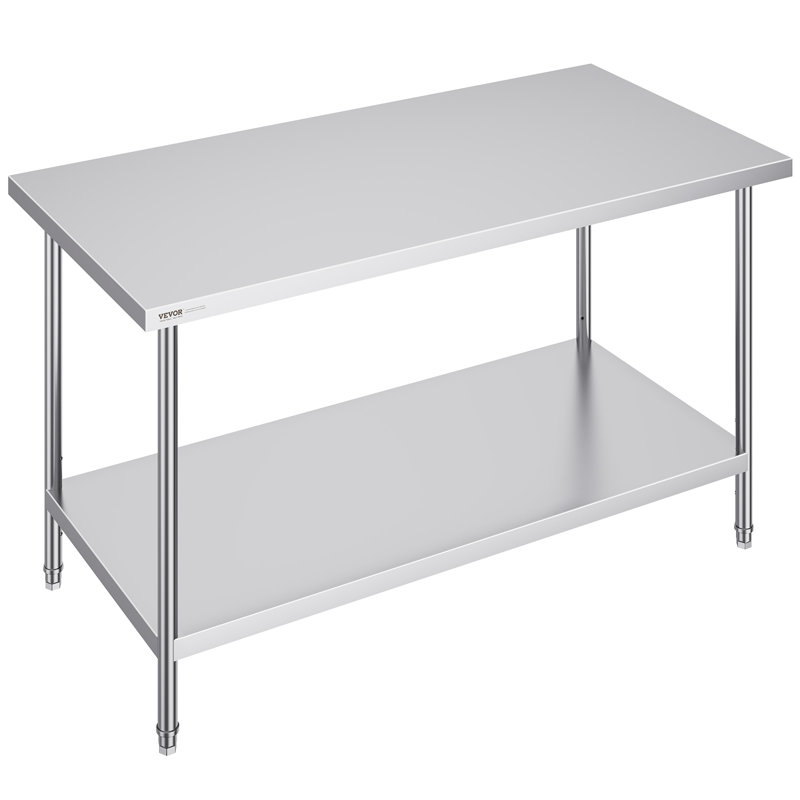 VEVOR 60'' Stainless Steel Work Table with 2 Shelves