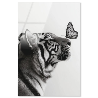«Tiger and Butterfly», reproduction d'art acrylique par Notoriart, prête à être accrochée, 10 x 15
