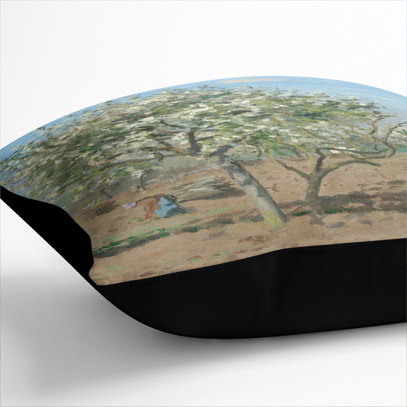 Orchard in Bloom Scatter Pillow, Black, 55cm H x 55cm W x 20cm D