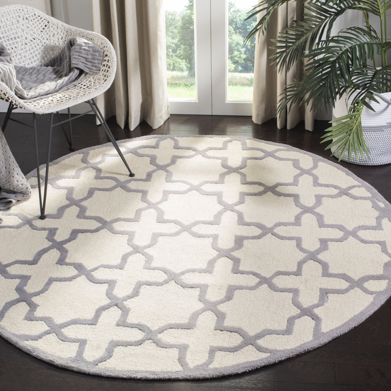 Cannen Hand Tufted Wool Geometric Rug, Round 6'