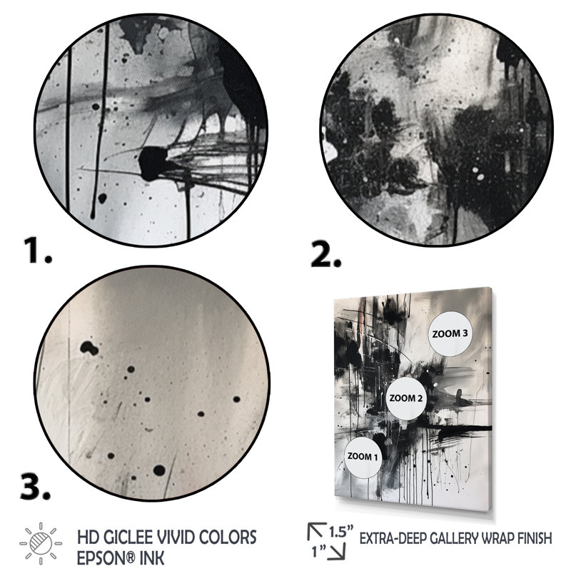 «Exploration des profondeurs du marbre noir III» sur toile, H 20 po x l 12 po x P 1 po, Cadre photo noir