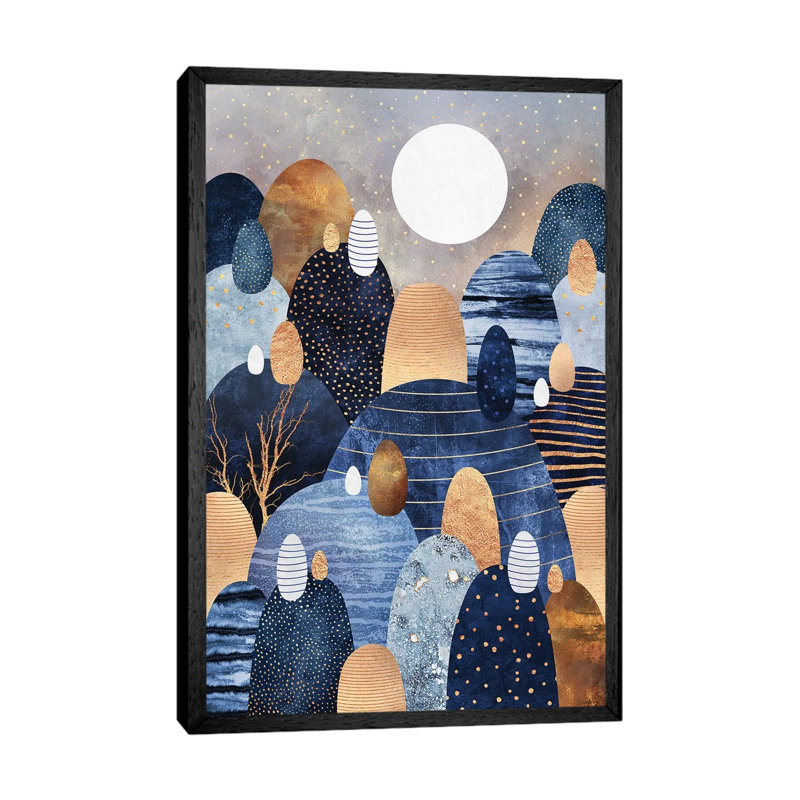 Little Land Of Pebbles, Blue by Elisabeth Fredriksson - Print on Canvas, Black Floater Framed, 66.04 cm H x 45.72 cm W