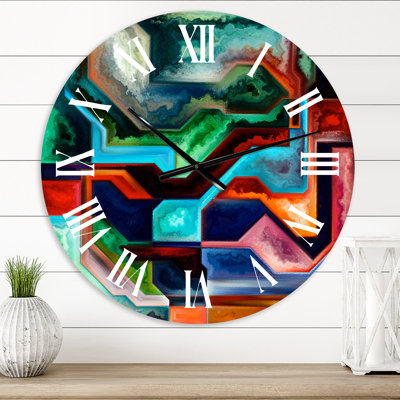 Abstract Shapes of Blue Black and Red - Modern wall clock