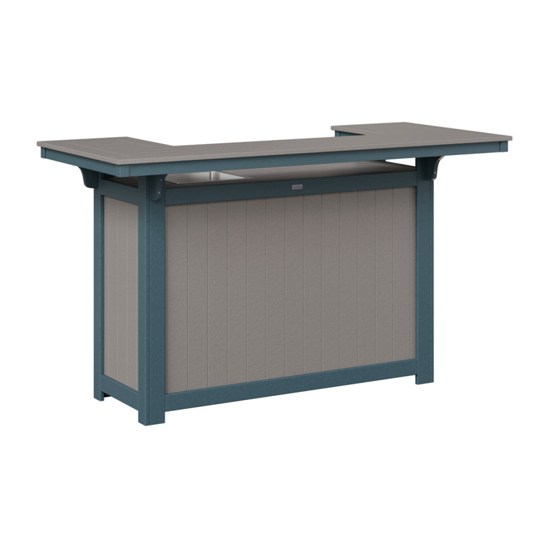 Outdoor Rectangle Bar Table, Slate, Light Gray