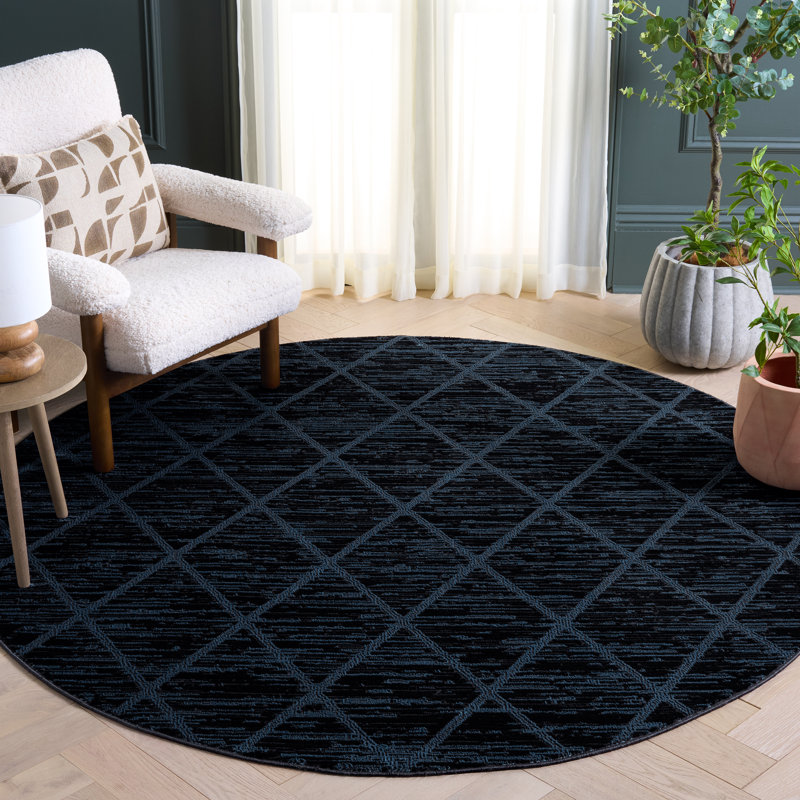 Mila 240 Performance Geometric Rug, Round 6'7"