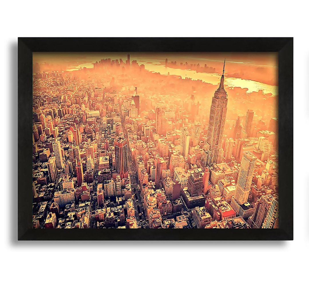 Gerahmtes Leinwandbild New York City Luftaufnahme Retro