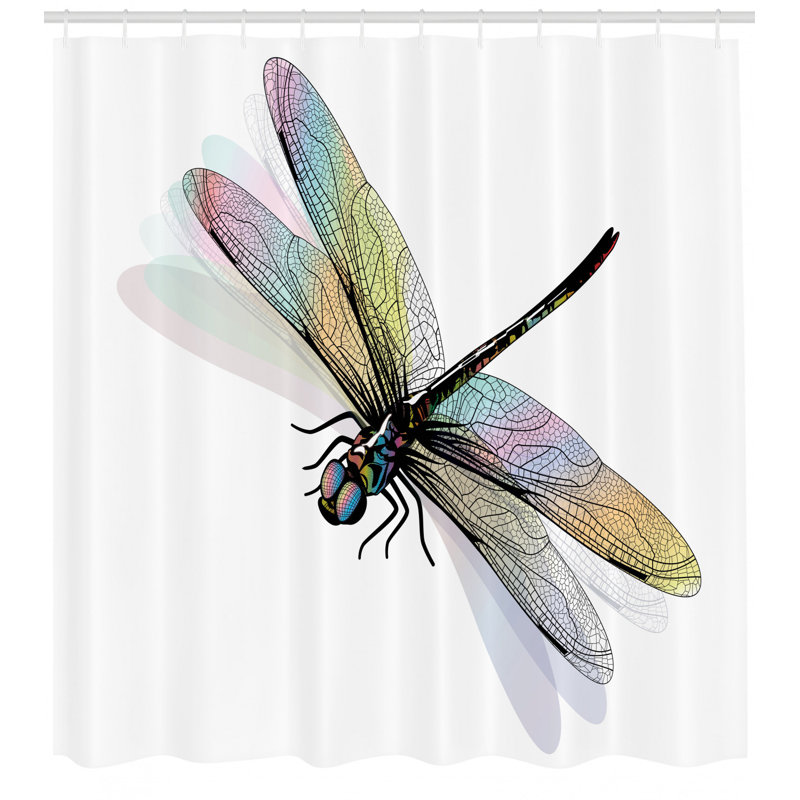 Ensemble de rideau de douche et crochets Dragonfly, H 70 po x l 69 po