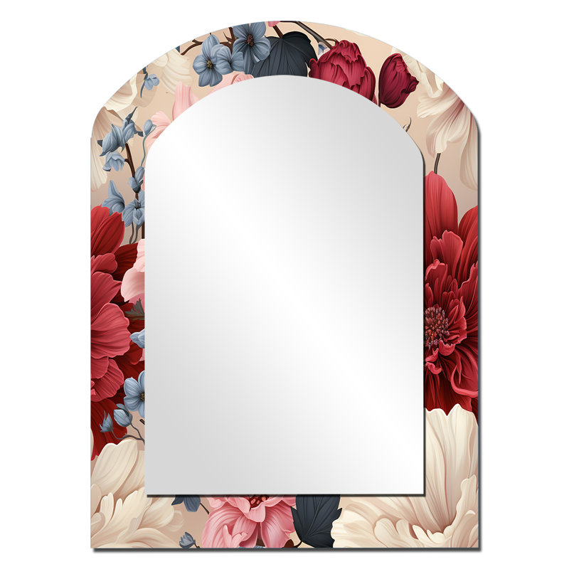 Motif botanique de pivoines rose foncé Renaissance, 34 po x 25 po