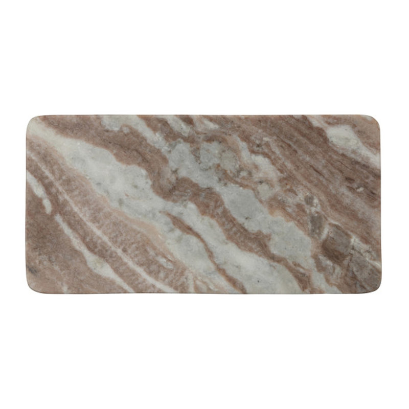 Beige and White Marble Serving Tray with Handles