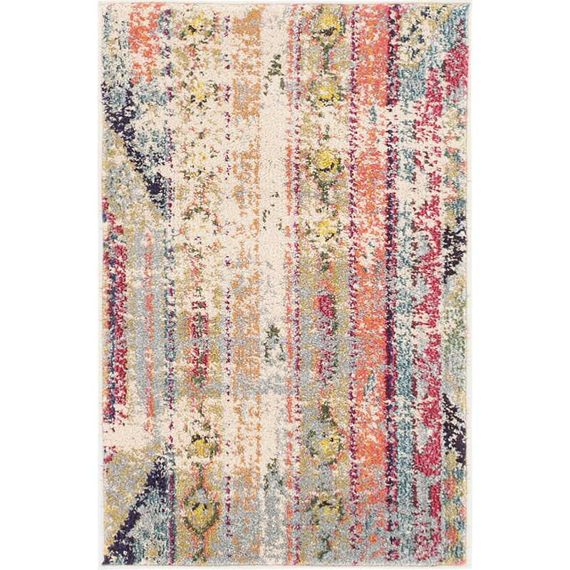Galan Pink/Orange/Yellow Area Rug, Rectangle 6'7" x 9'2"