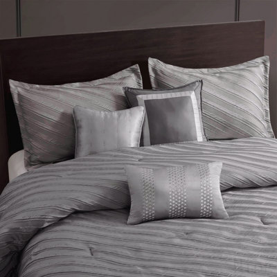 7 PCS Queen Comforter Set Grey