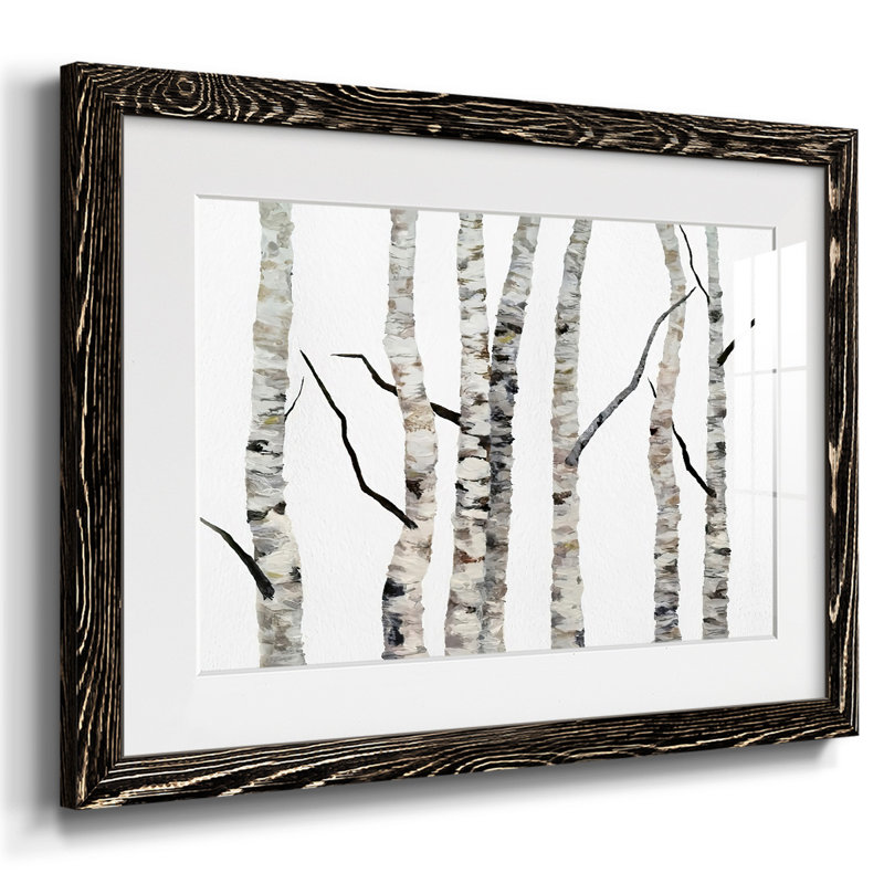 Birch Trees II - reproduction encadrée rustique avec tableau mat, Noir, H 14 po x l 20 po x P 1,5 po