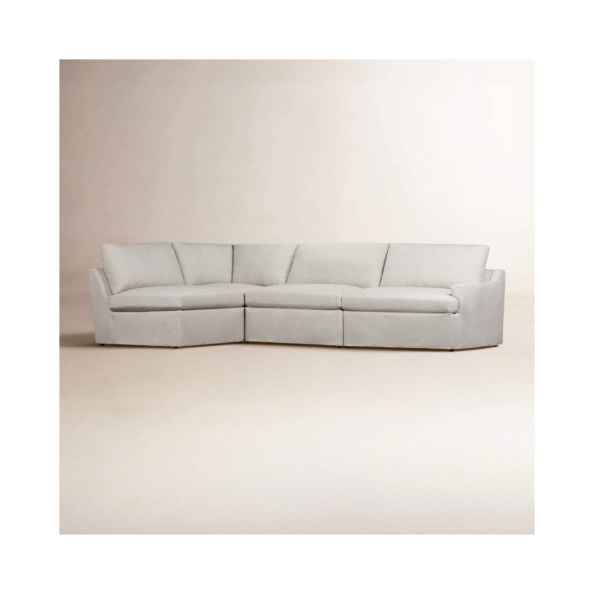 Wrenley 4-Piece Slipcovered Modular Sectional, Macarena Light Gray Canvas, Left Hand Facing