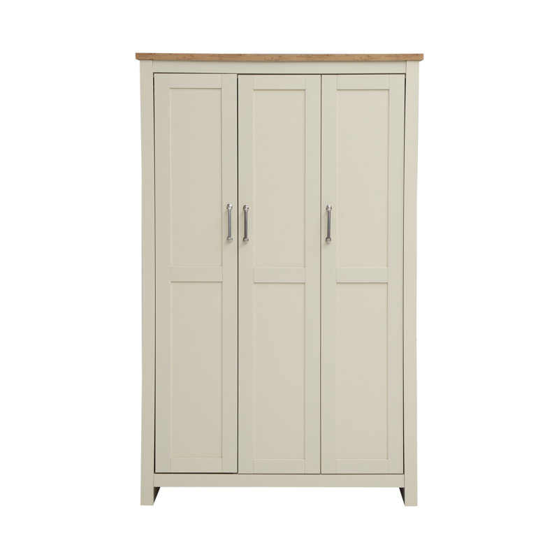 Aquitaine 3 Door Manufactured Wood Wardrobe, Cream/Oak