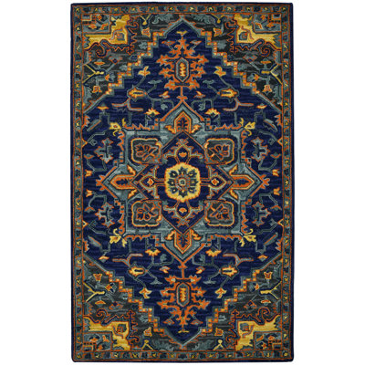 Shidler Hand-Tufted Vibrant Medallion All-Natural Wool Area Rug