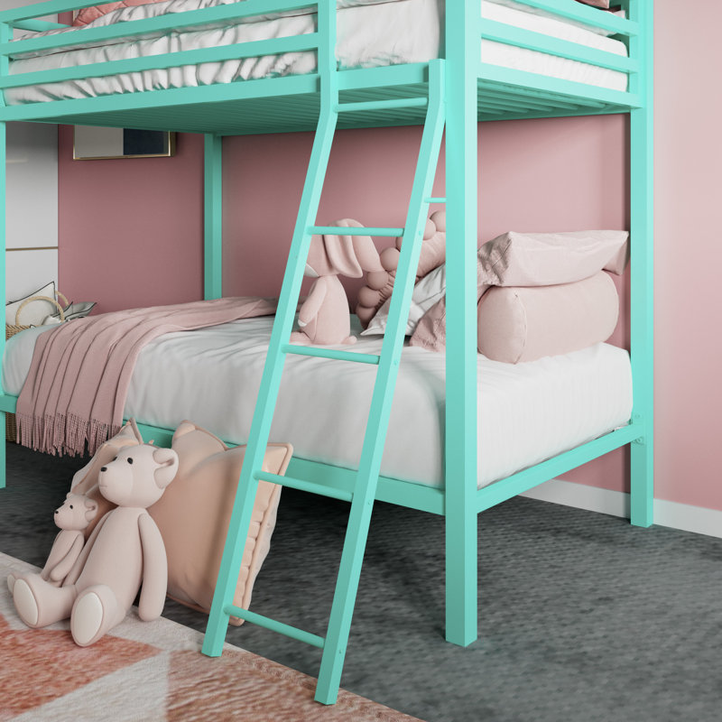 Koffler Kids Bunk Metal Bed Frame, Green, Twin