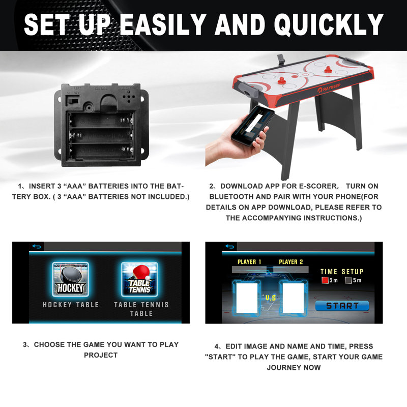 RayChee 48'' 2 -Player Wood Air Hockey Table with Digital Scoreboard