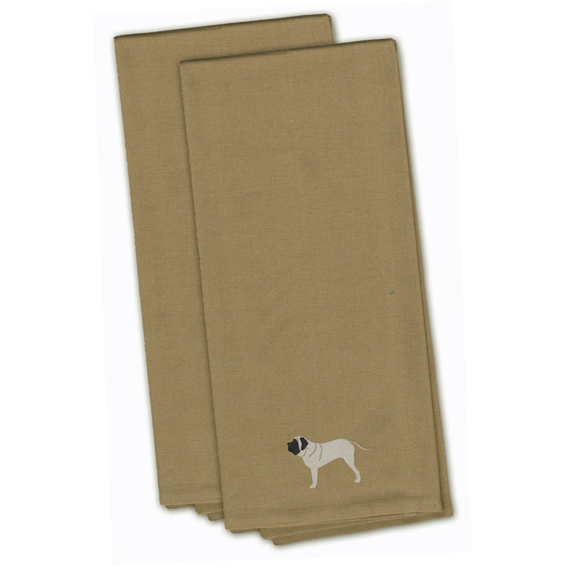 Serviette de cuisine à broderie à broderie anglaise tririgide, Brun clair, H 28 po x l 19 po x P 0,1 po