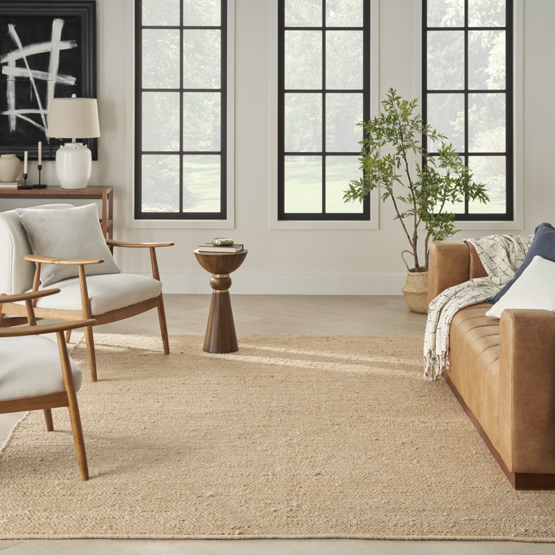 Gerri Solid Color Flatweave Area Rug, Rectangle 9' x 12', Beige