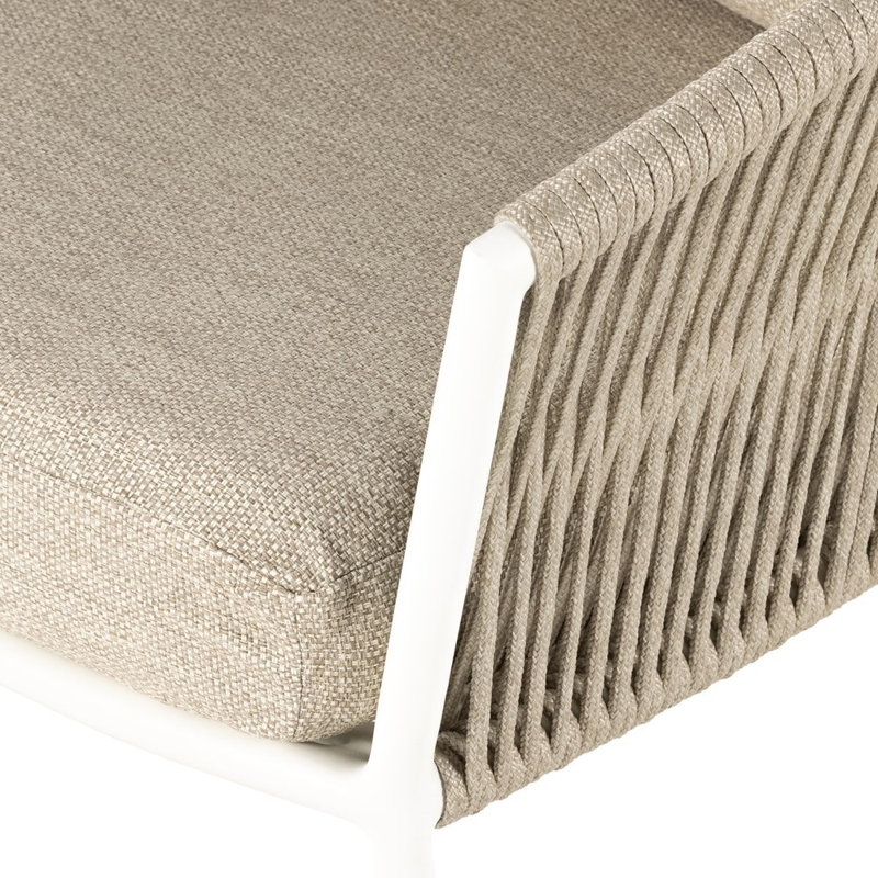 Porto Outdoor Armchair, Faye Sand Cushion/White Frame, Olefin