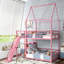 Lit superposé en métal avec escalier de rangement, glissade, rails de sécurité-640652478