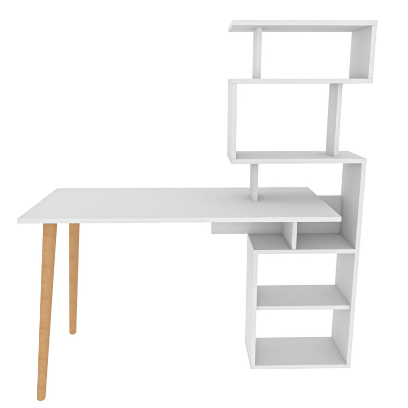 Vina 47" Computer Desk, White/Oak
