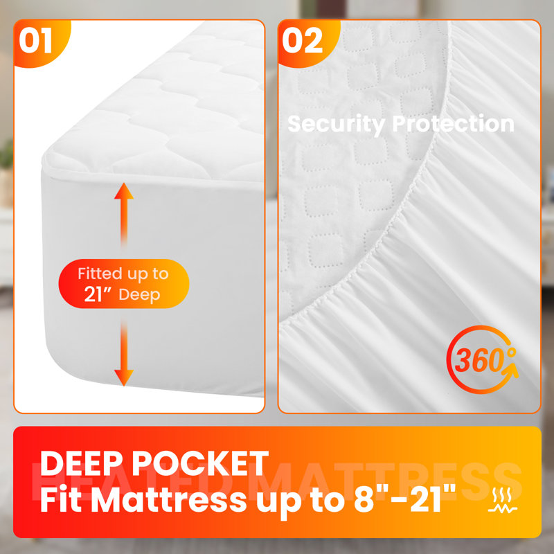 Protège-matelas chauffant très grand blanc
