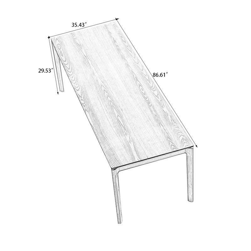 Burlywood Rectangular Solid Wood Dining Table, 29.53"H x 86.61"L x 35.43"W