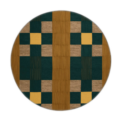 Tapis d'intérieur et d'extérieur à carreaux brun