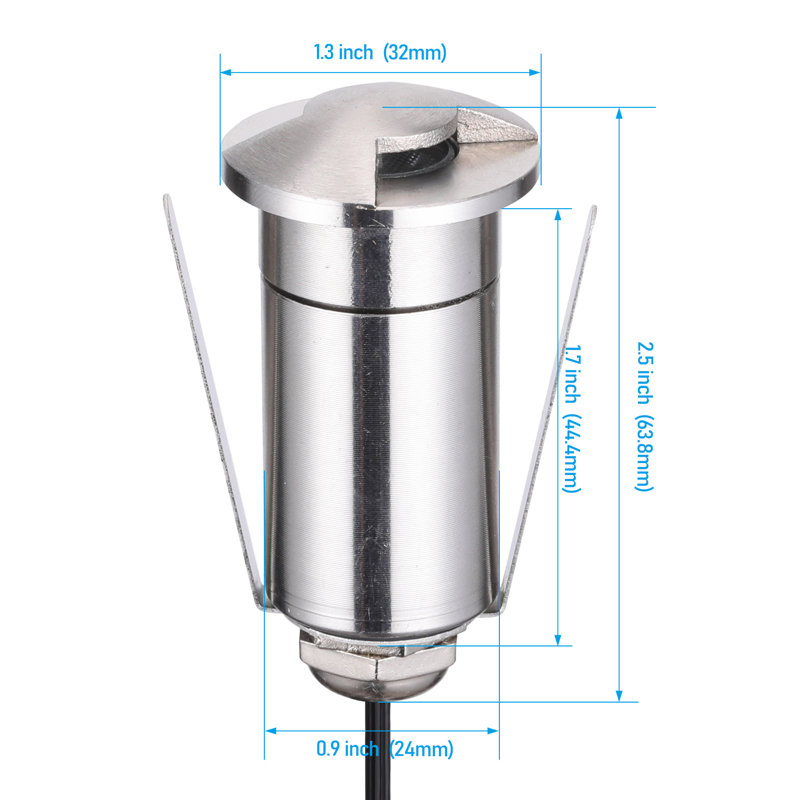 1W Low Voltage Recessed LED Deck Light, Dual Beam 102° Butterfly Glow In-Ground Light, 3000K