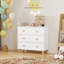 Commode pour enfants avec 3 tiroirs, poignées en bois et pieds en pin, commode en MDF pour chambre d'enfant, armoire de rangement pour chambre de bébé, blanc