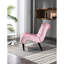 Chaise d'appoint moderne en velours rose avec pieds en bois - Bureau confortable en mousse épaisse pour la chambre à coucher-733661097