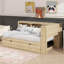 Lit simple avec deux commodes de rangement intégrées et port USB-602823230