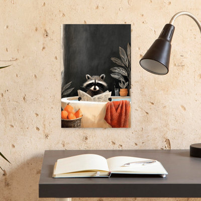 Raccoon In Bathtube 1 by Justyna Jaszke - Wrapped Canvas Print