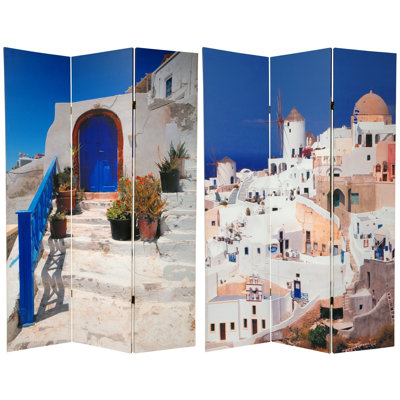 Santorini Vacation Reversible Canvas Room Divider