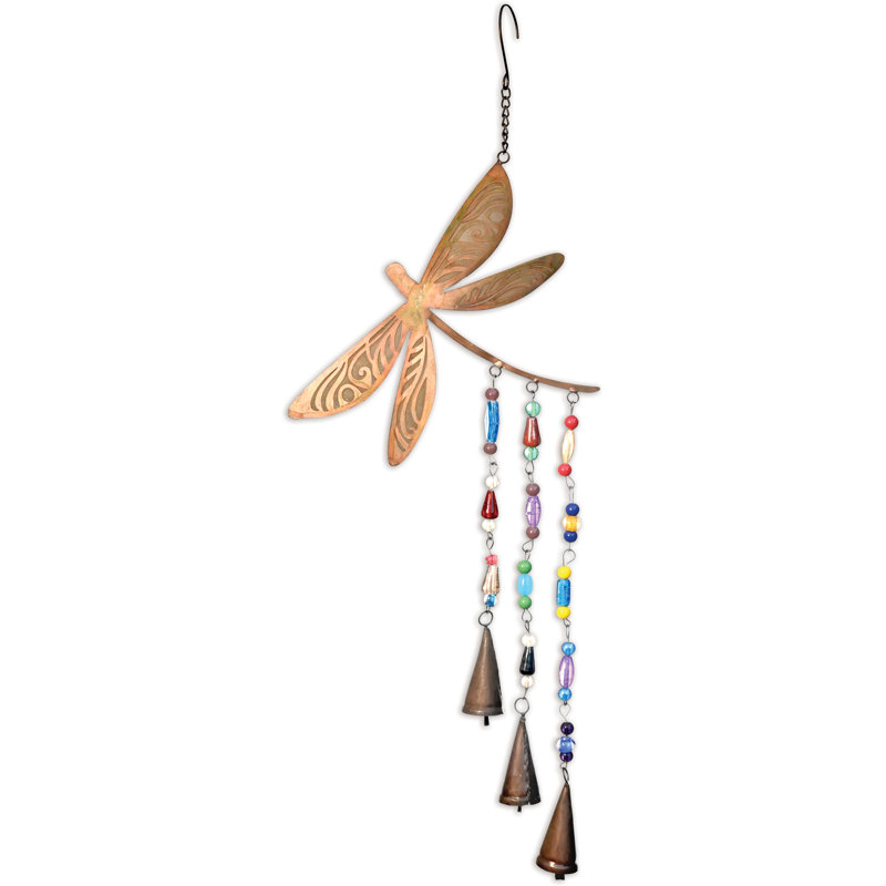 Verdigris Dragonfly with glass beads