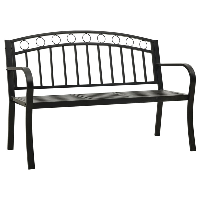 Waimes Powder Coated Steel Outdoor Bench, Black