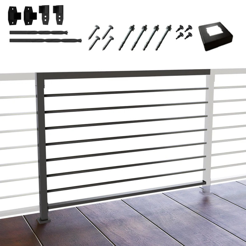 4 Packs Horizontal Guard Rail Kit, Deck Railing Balusters Set With Middle Post, 2 End Post Needed