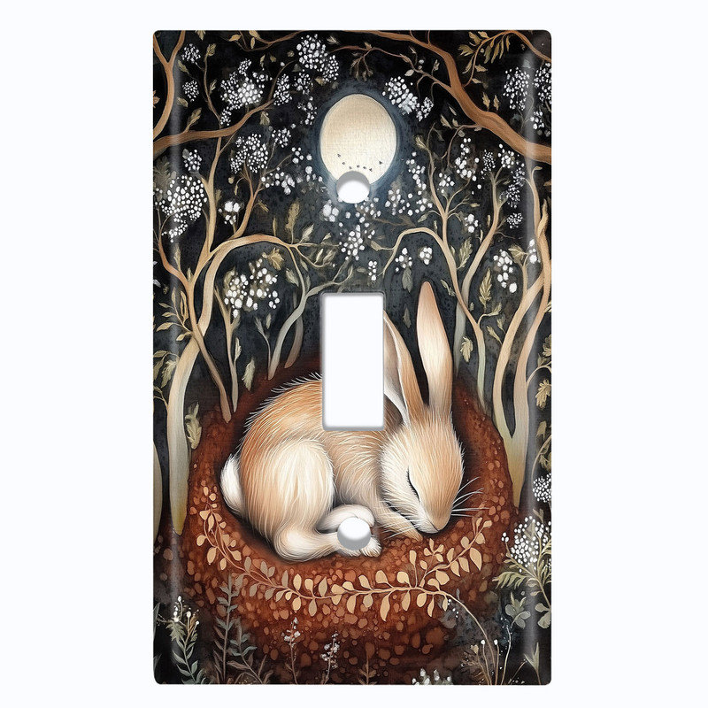 Couvercle de plaque d'interrupteur en métal; Bascule gigogne de taille standard US 1 - Sleeping Bunny, # 1 à bascule simple