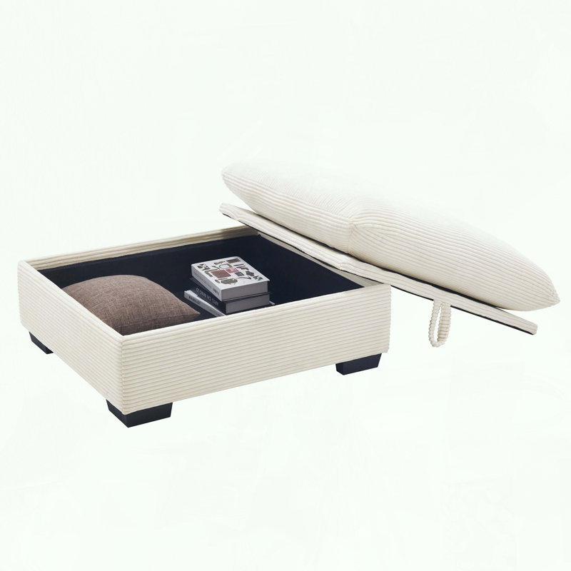 Repose-pieds modulaire en velours côtelé pour canapé, Beige
