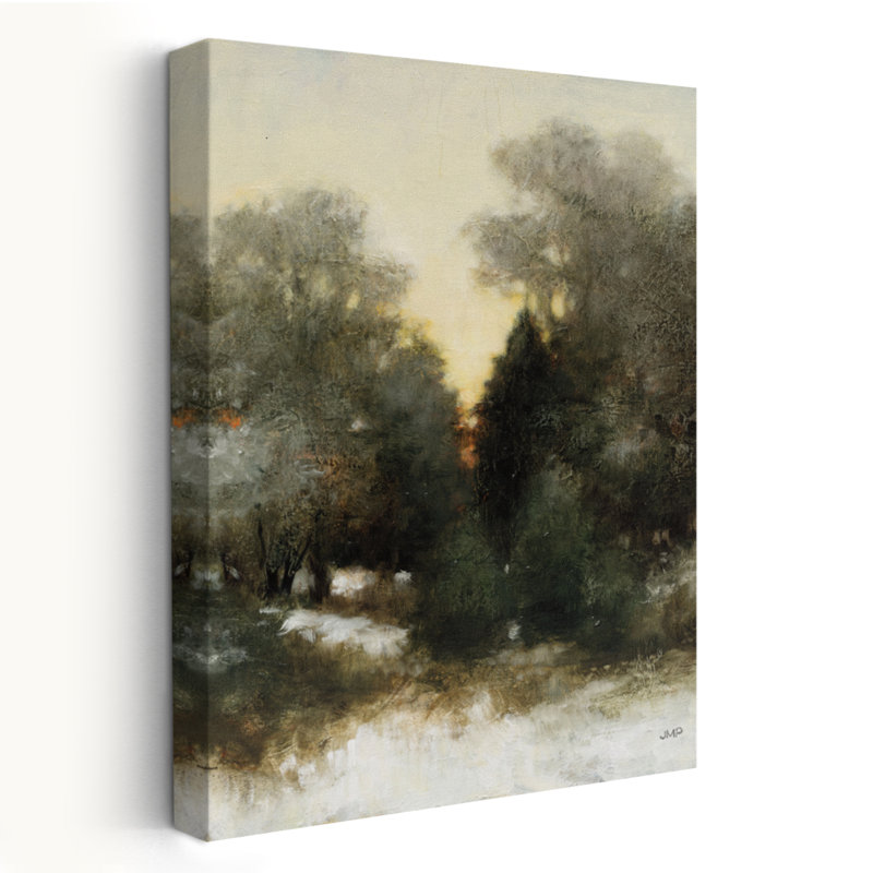 Twilight Forest contemporain noir gris paysage crème forêt, H 24 po x l 16 po