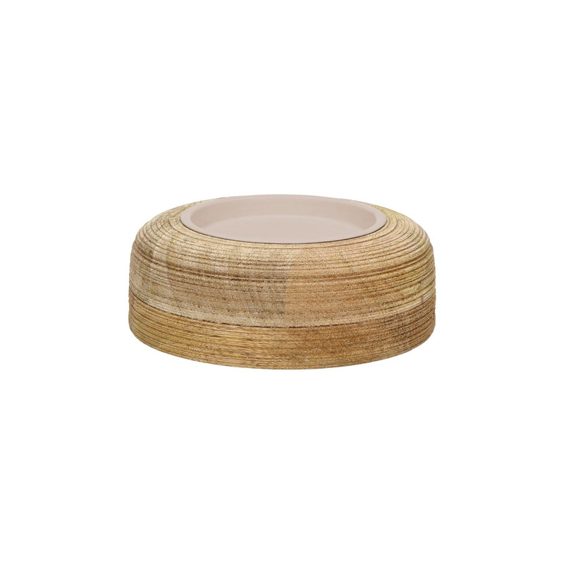 Arbre Natural Round Mango Wood Candle Holder Sm, 2.44" H x 6.61" W x 6.61" D, Brown