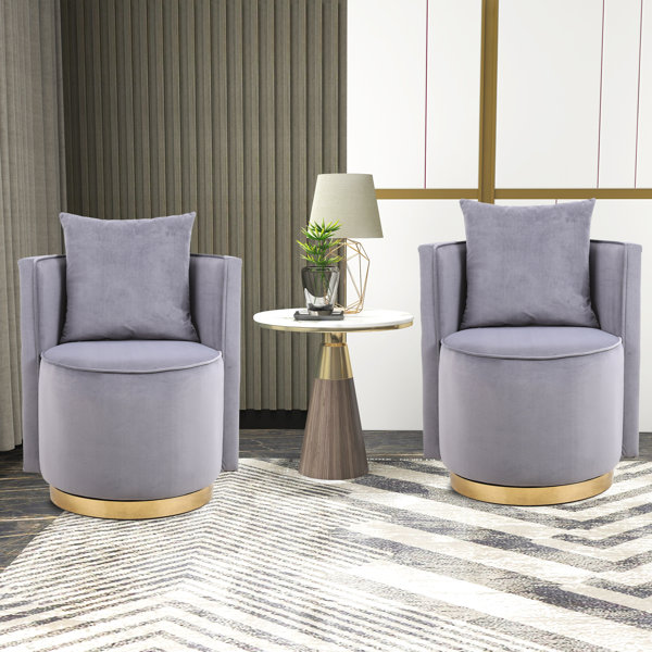 Everly Quinn Alphard Velvet Swivel Barrel Chair & Reviews | Wayfair