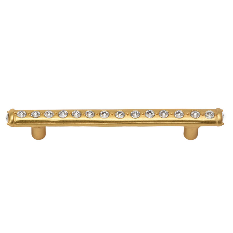 Poignée cachette avec centre des cristaux Swarovski Aurore Boreale, 4", Doré