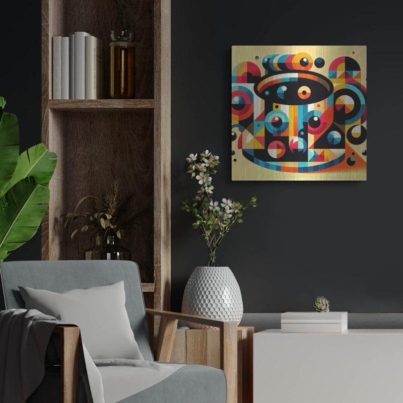  «Abstract Coffee Cup 1» par Rey Klimt, art mural en métal, 24 po x 24 po