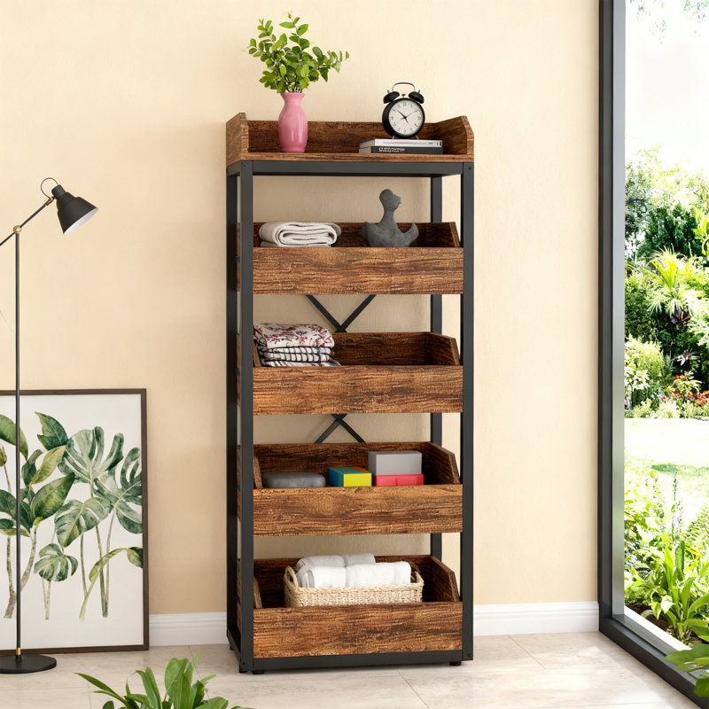 Support de rangement coulissant à 5 niveaux (46,06 po) brun rustique | Garde-manger / cuisine / salon