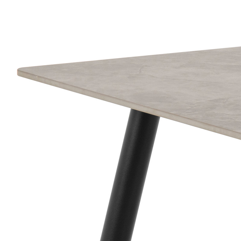 Wicklow Rectangular Dining Table in Black 140x75cm Included 4 Brooke Dining Chairs, Taupe, Grey