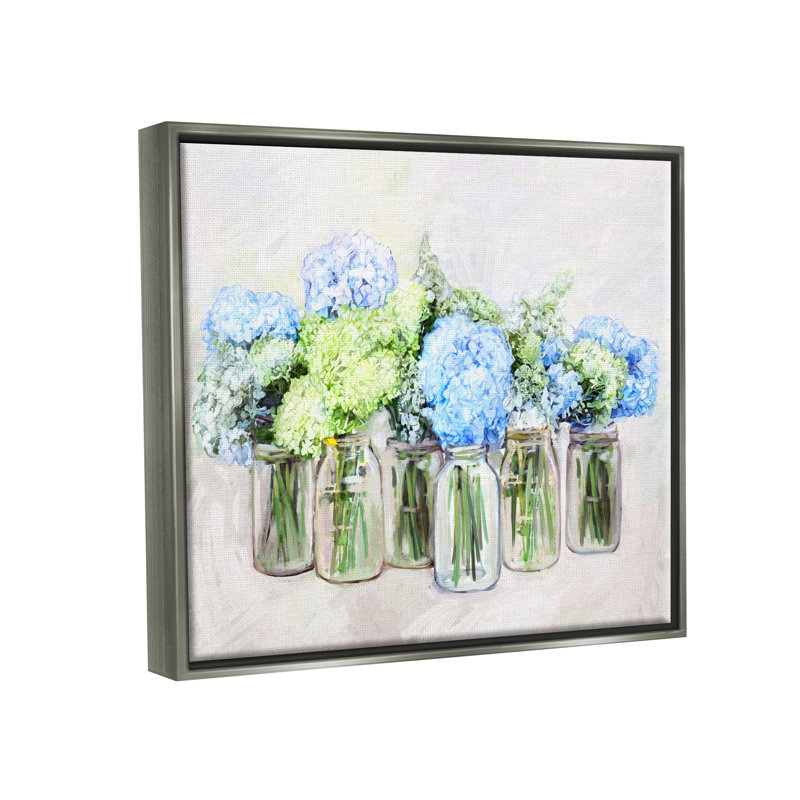 Abondant hortensia, bouquet de fleurs sur toile flottant par Ziwei Li, H 17 po x l 21 po x P 1,7 po